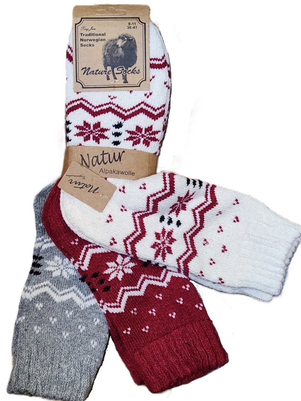 NATURE WOOL SOCKS Traditional Norwegian Alpaca Wool Socks - 3 PAIRS - Sz 9 - 11